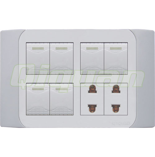 6 gang switch with 2 socket