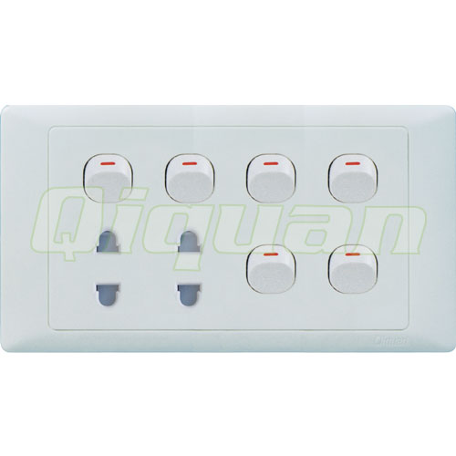 6 Gang 1 Way With 1 Socket